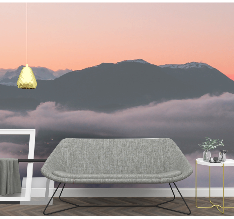 Landscape mural wallpaper mountain sunset view - TenStickers