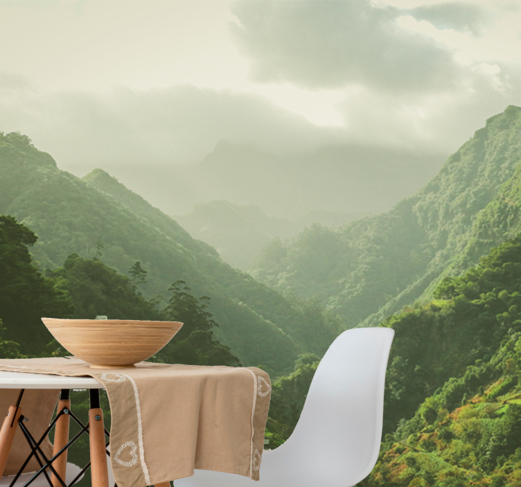 Landscape mural wallpaper mountain valley view - TenStickers