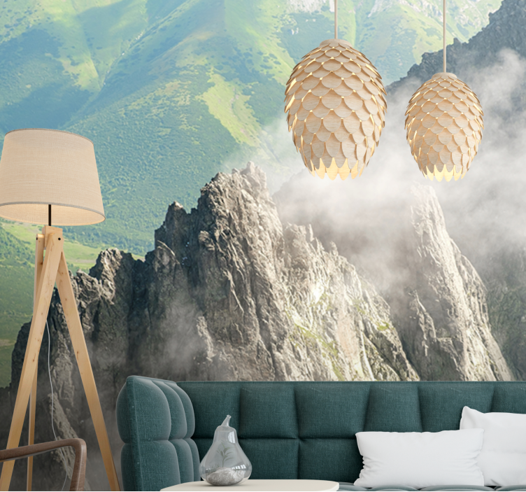 Landscape mural wallpaper mountainous green ranges - TenStickers