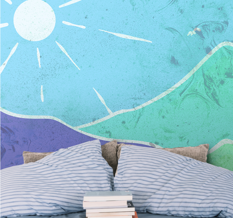 Landscape mural wallpaper mountainous landscape scene - TenStickers