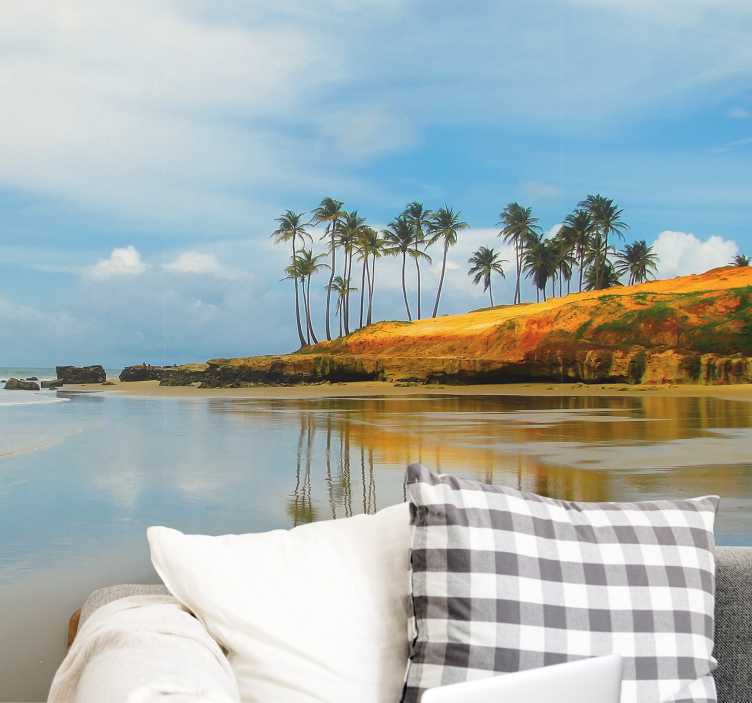 Landscape mural wallpaper palm tree reflection - TenStickers