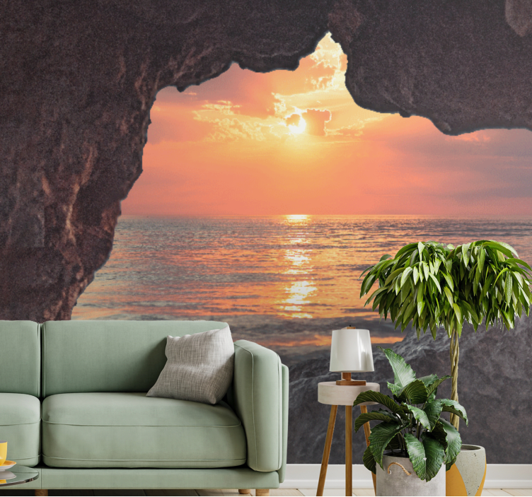 Landscape mural wallpaper sea sunset view - TenStickers