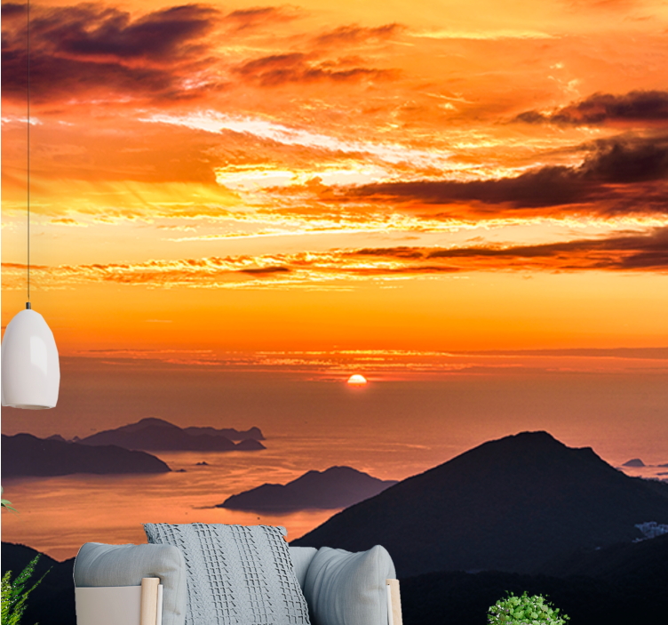 Landscape mural wallpaper sunset over ocean - TenStickers