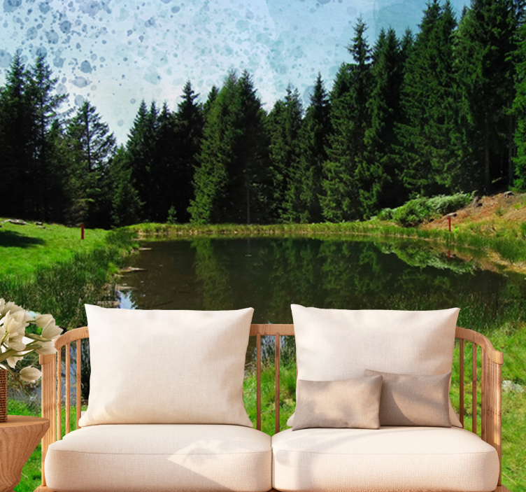 Landscape mural wallpaper tranquil forest view - TenStickers
