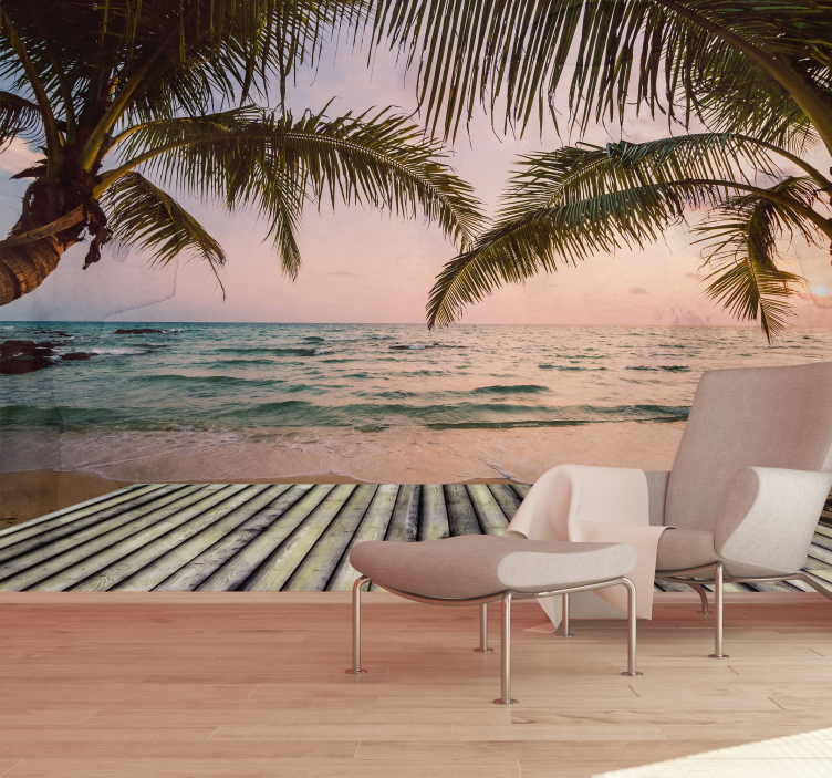 Landscape mural wallpaper tropical coastline view - TenStickers