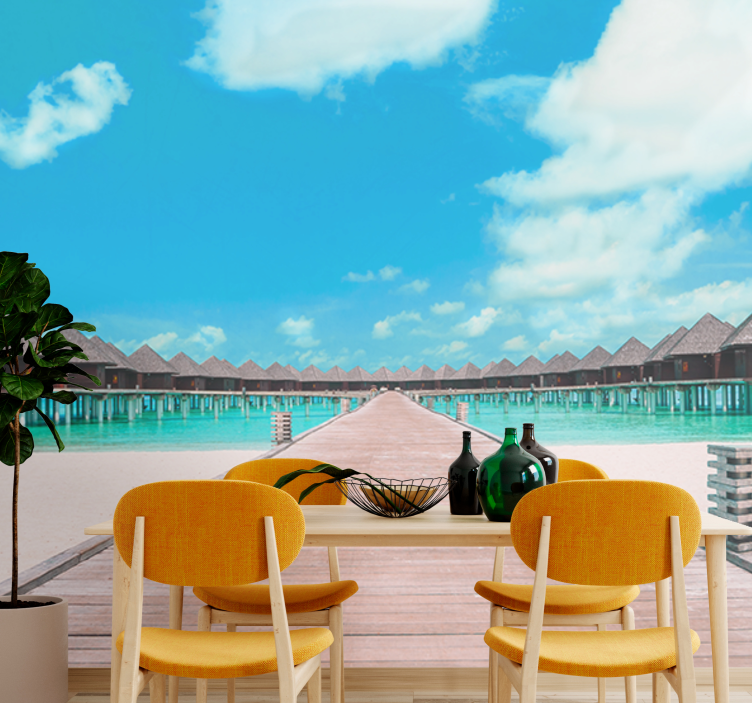 Landscape mural wallpaper tropical dock pathway - TenStickers