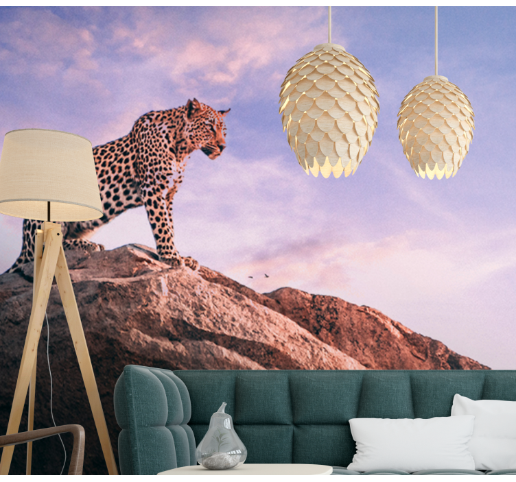 Leopard on Rock animal wall mural - TenStickers