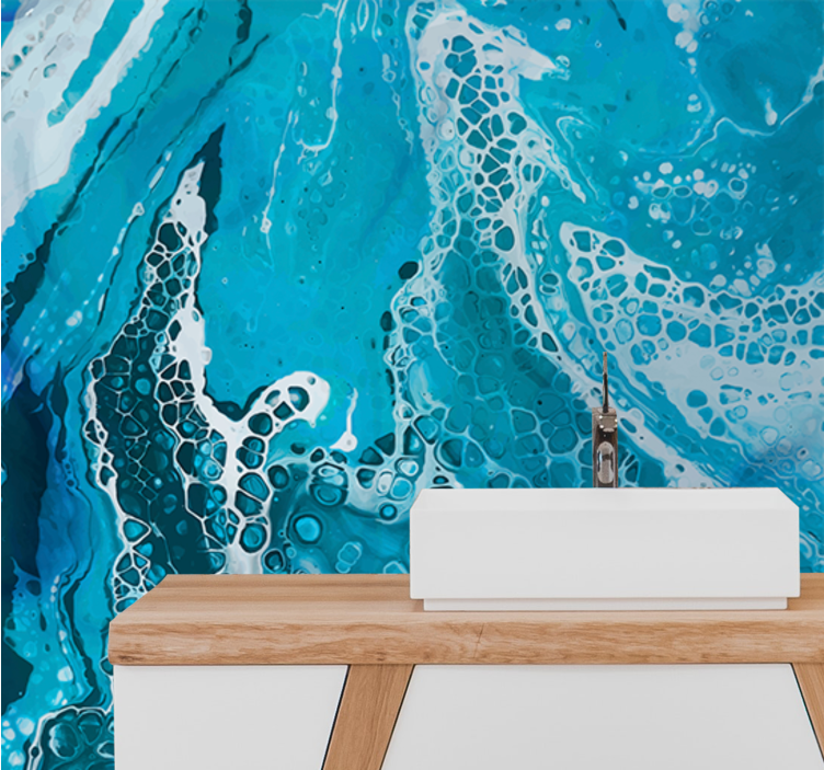 Ligh blue liquid marble effect Bathroom Murals - TenStickers
