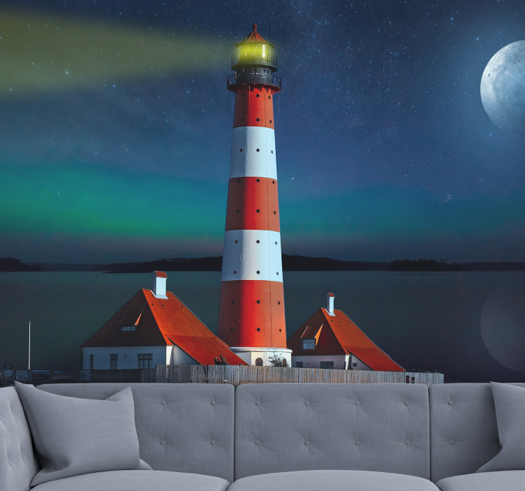 Lighthouse Night View landscape mural wallpaper - TenStickers
