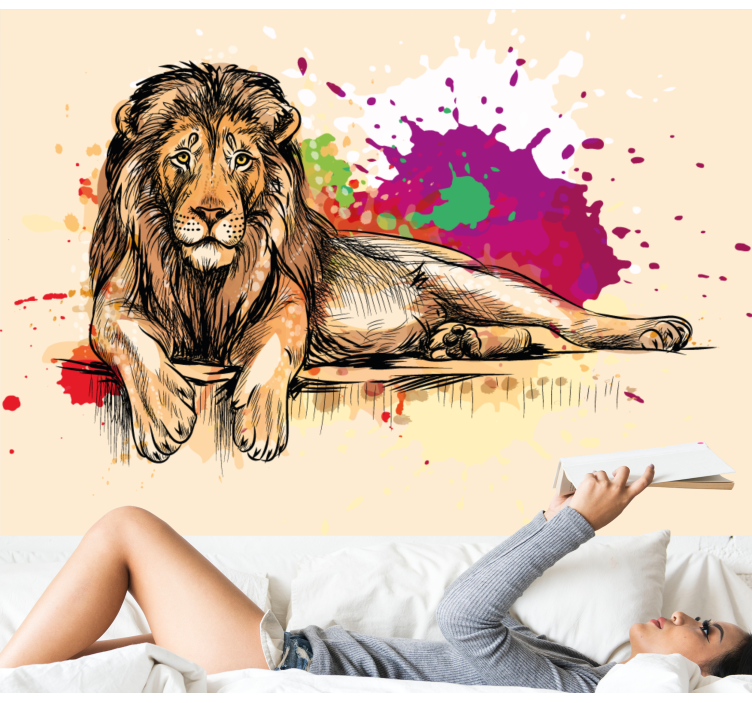 Lion mural majestic lion artwork - TenStickers