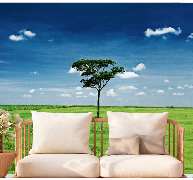 Lone Green Tree nature wall mural - TenStickers