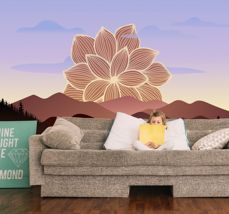 Mural for living room lotus flower design - TenStickers