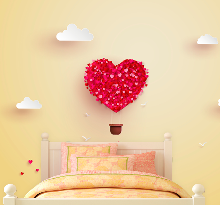Love wall mural heart balloon journey - TenStickers
