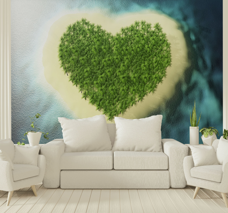 Love wall mural heart shaped retreat - TenStickers