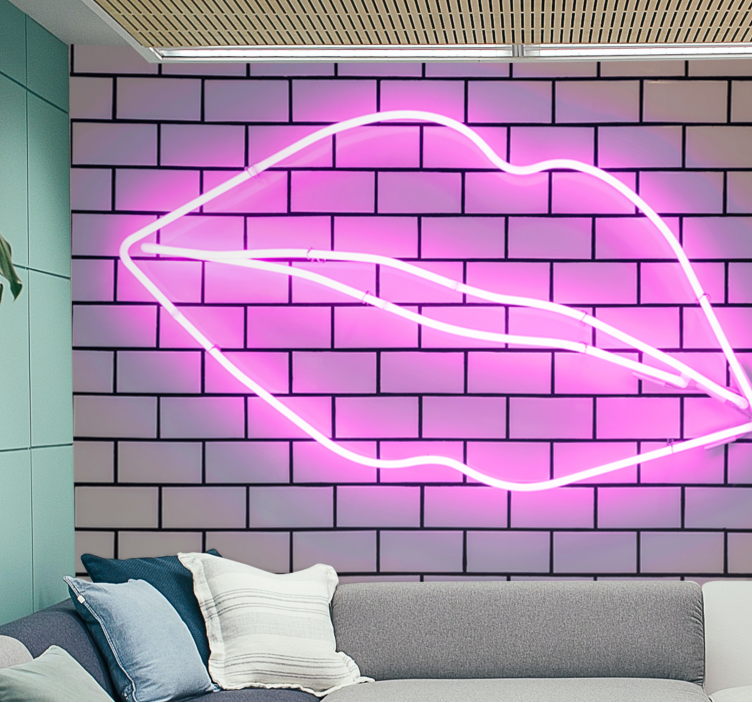 Love wall mural neon lip design - TenStickers