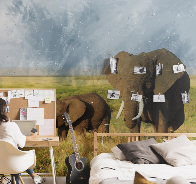 Majestic Elephants Encounter animal wall mural - TenStickers