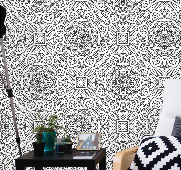 Mandala wall mural with detailed geometric design - TenStickers