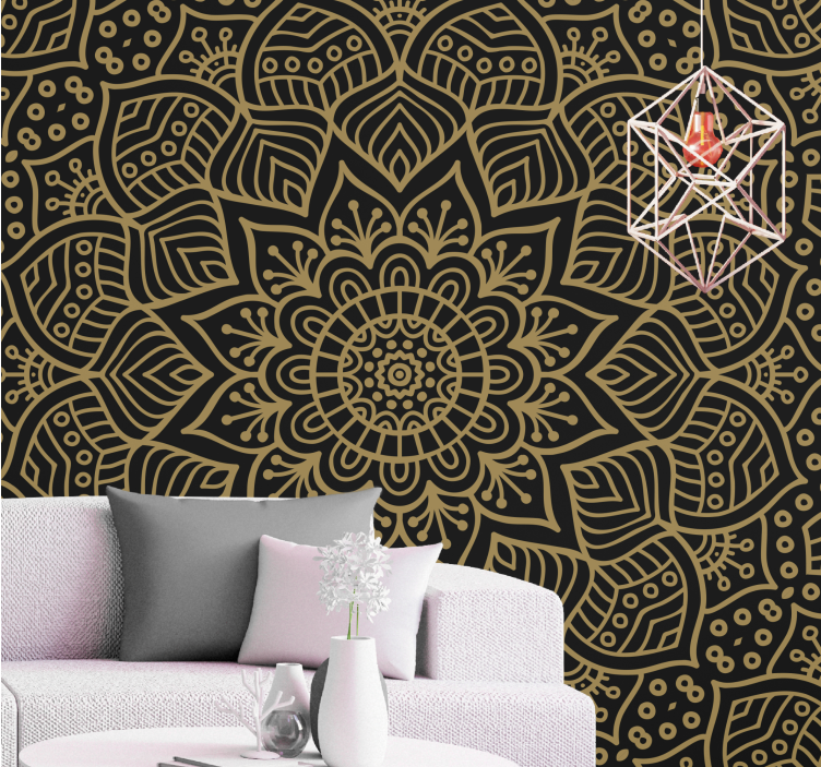 Mandala wall mural with intricate botanical design - TenStickers