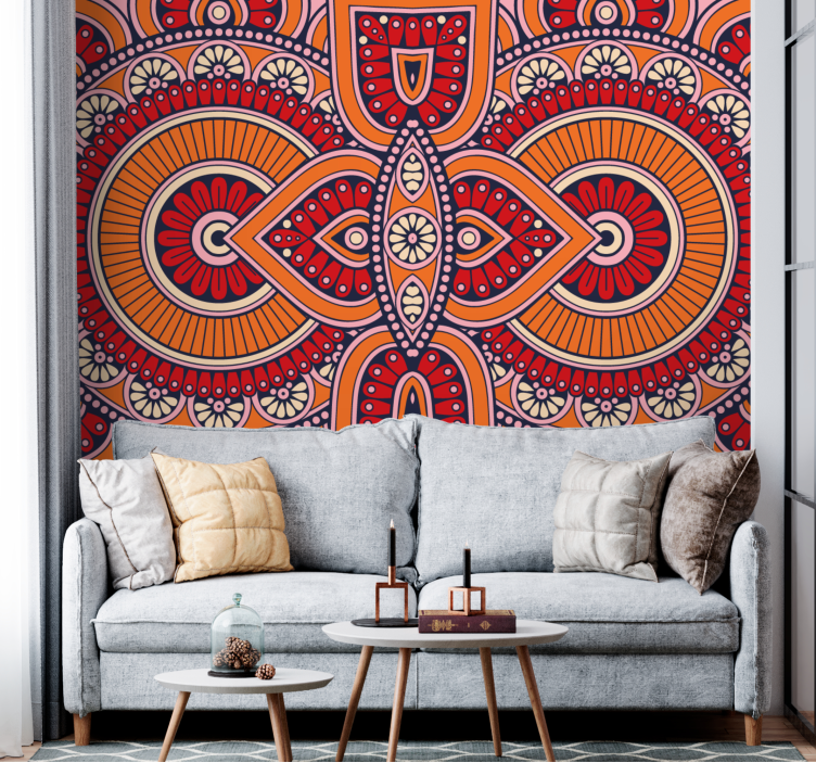 Mandala wall mural with intricate round designs - TenStickers