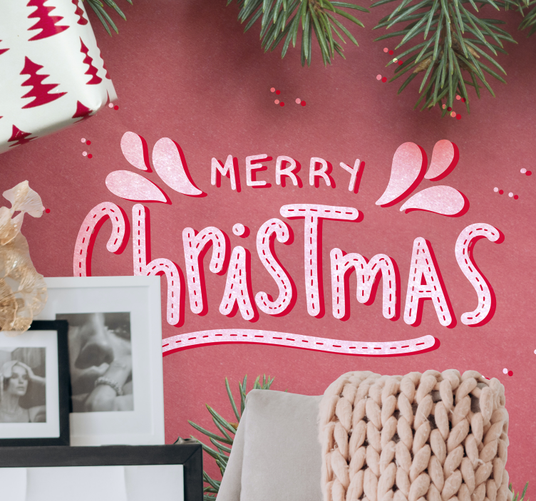 Merry Christmas text wall mural - TenStickers