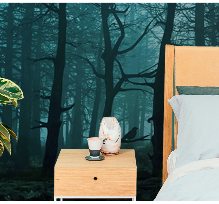 Foggy Woodland View forest wall mural - TenStickers