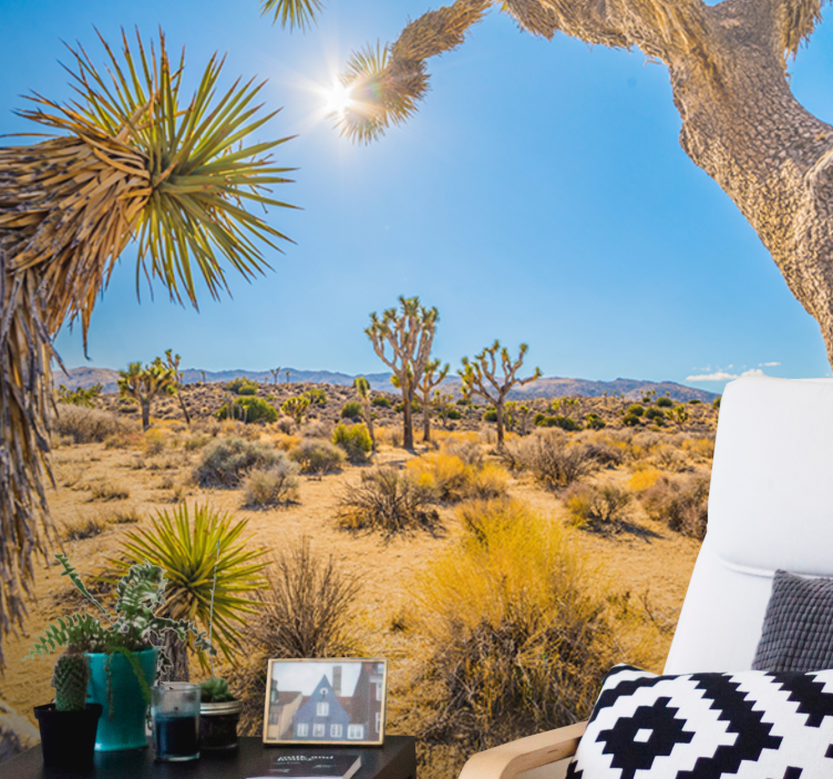 Mountain wall mural desert oasis landscape - TenStickers