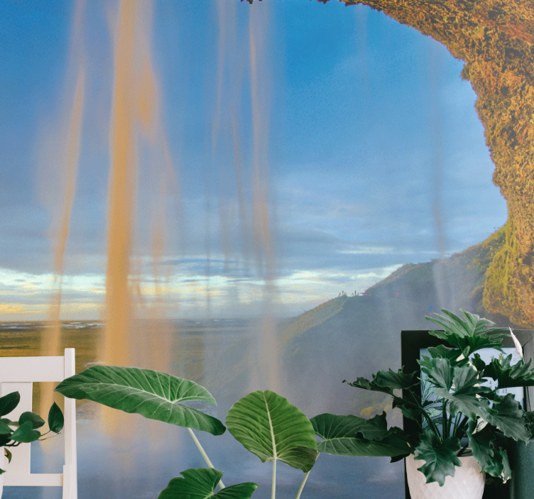 Mountain wall mural majestic waterfall viewpoint - TenStickers