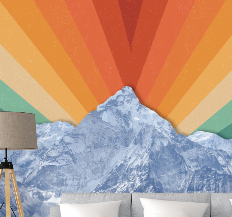 Mountain wall mural sunrise mountain peaks - TenStickers