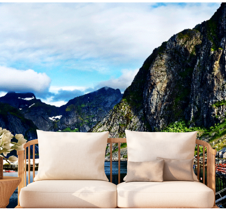 Mountainous coastal scene landscape mural wallpaper - TenStickers