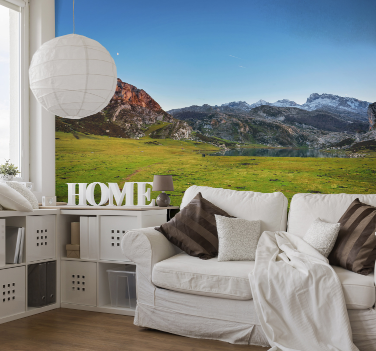 Mountainous Pasture Vista landscape mural wallpaper - TenStickers
