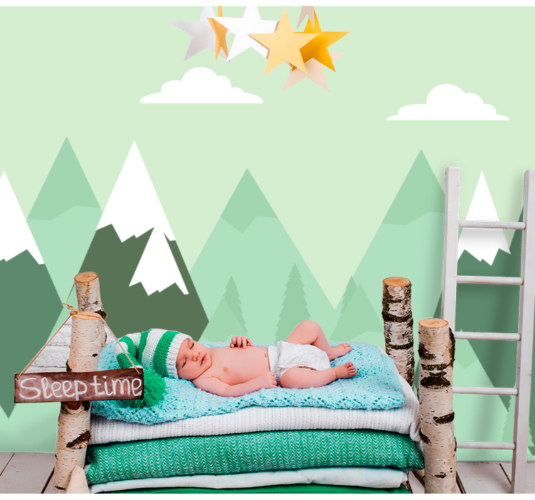 Mountains pattern for kids world map mural - TenStickers