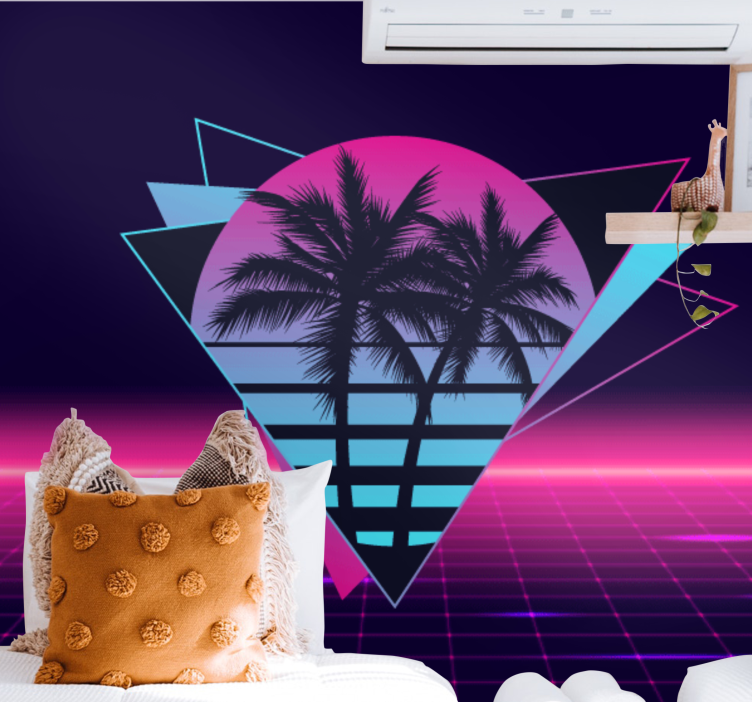 Mural quote retro palm geometry - TenStickers