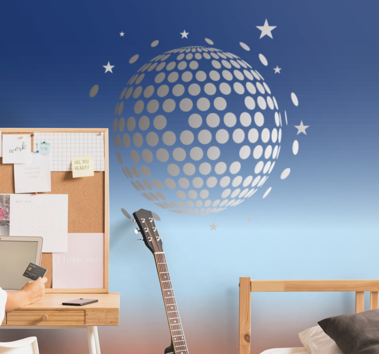 Music mural disco ball design - TenStickers