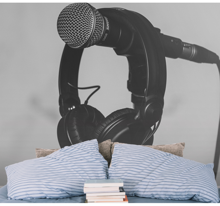 Music mural microphone and headphones design - TenStickers