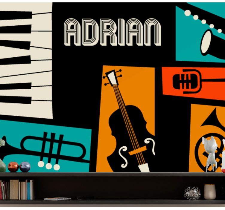 Music mural of vibrant musical instruments - TenStickers