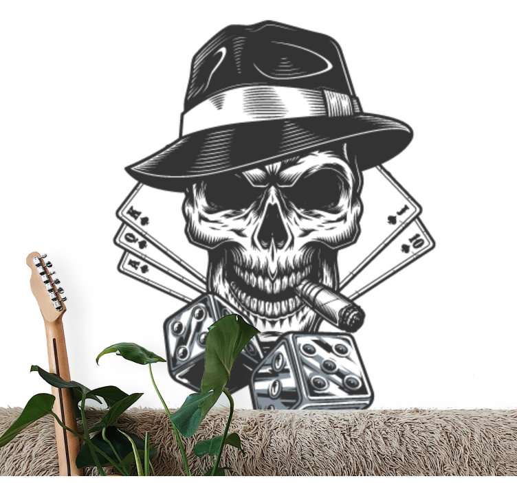 Music mural skull with dice - TenStickers