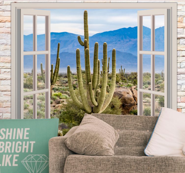 Nature wall mural desert cactus scene - TenStickers