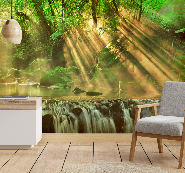 Nature wall mural flowing greenery design - TenStickers