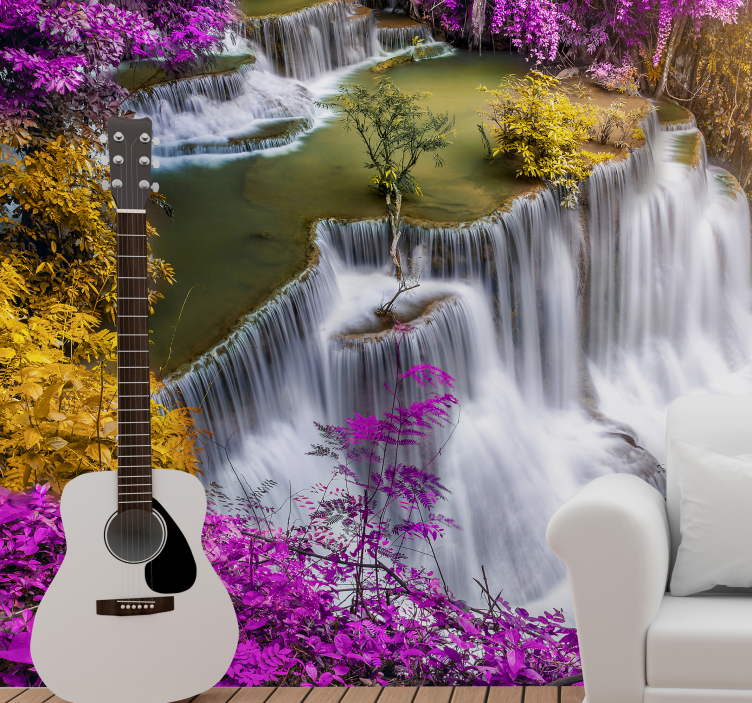 Nature wall mural flowing waterfall scene - TenStickers