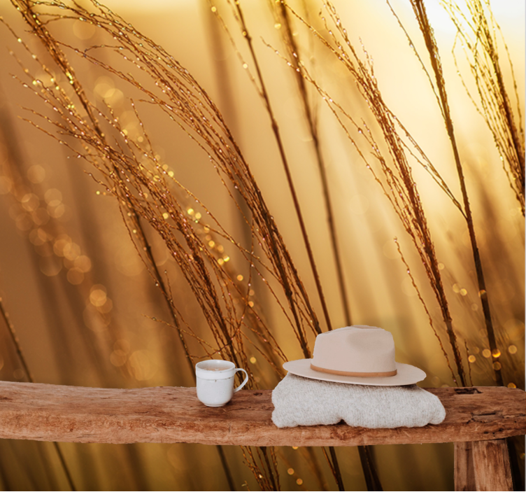 Nature wall mural gentle golden grass - TenStickers