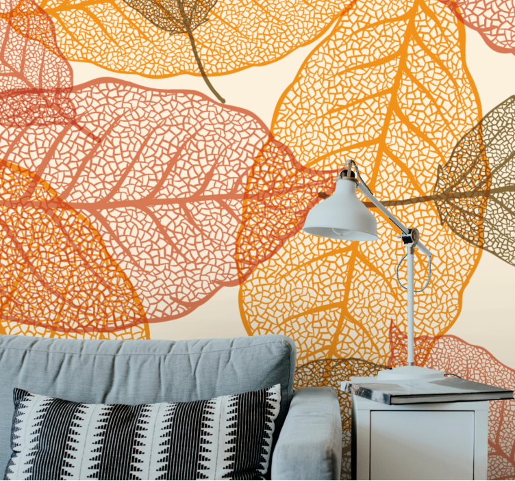 Nature wall mural intricate leaf designs - TenStickers