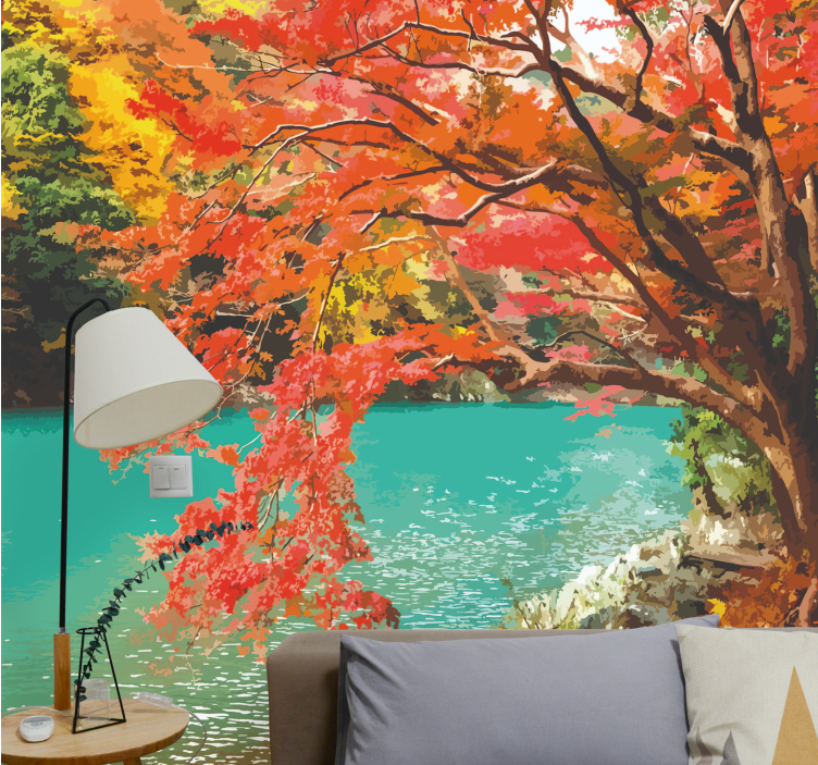 Nature wall mural lively autumn landscape - TenStickers
