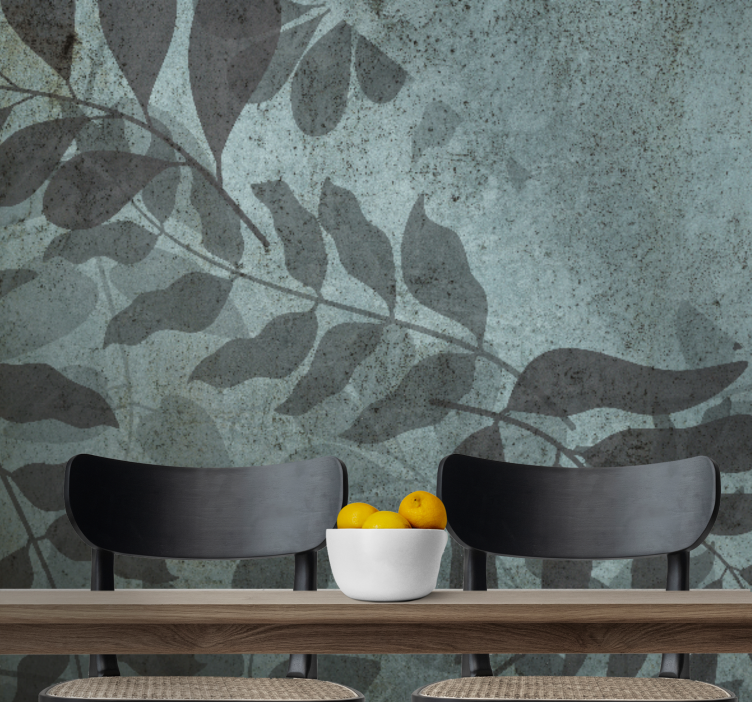 Nature wall mural muted leaf designs - TenStickers