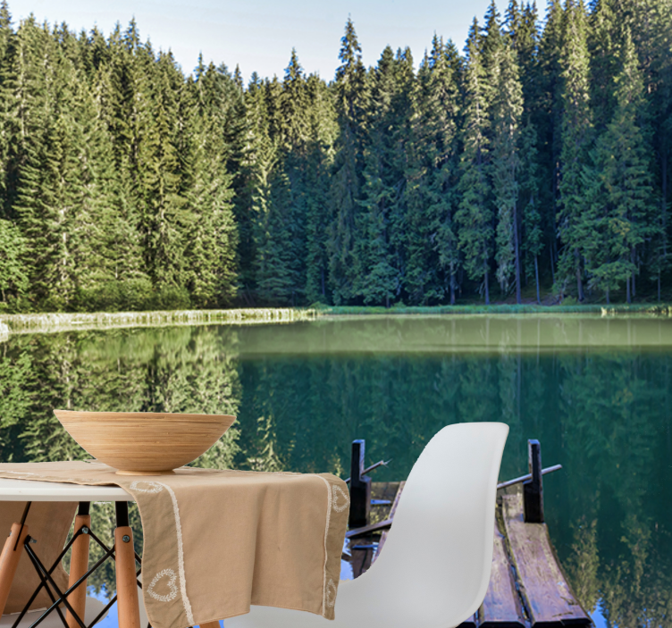 Nature wall mural serene woodland reflection - TenStickers