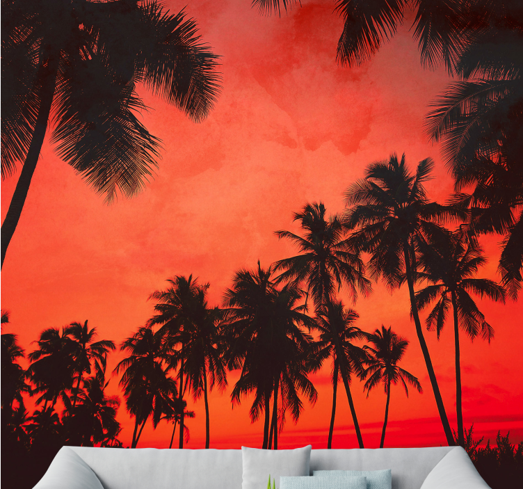Nature wall mural silhouette of palm trees - TenStickers