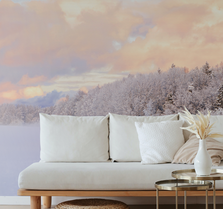Nature wall mural snowy forest landscape - TenStickers