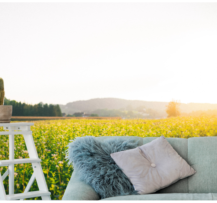 Nature wall mural tranquil meadow landscape - TenStickers