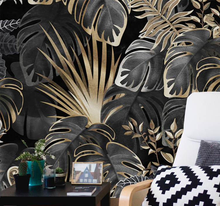 Nature wall mural tropical leaf artwork - TenStickers