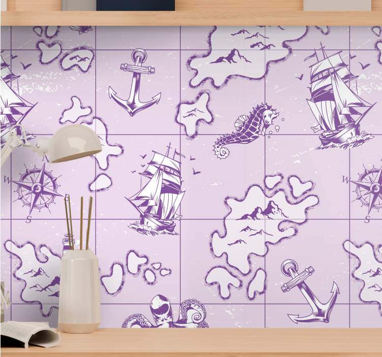 Purple nautical design photo mural - TenStickers