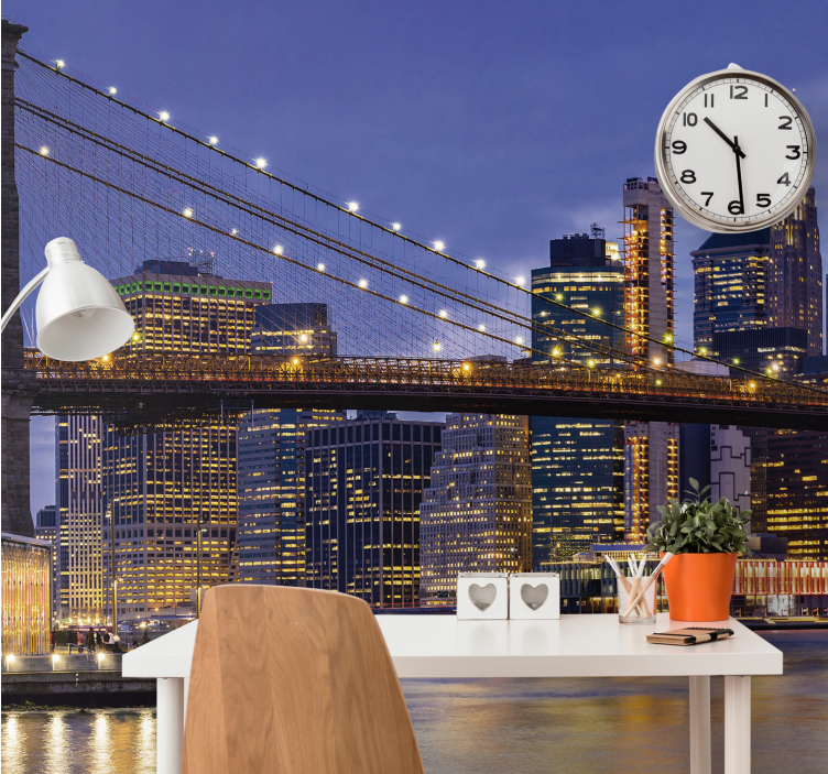 New york wall mural brooklyn bridge skyline - TenStickers